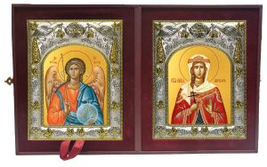 Складень Ангел Хранитель и Варвара великомученица