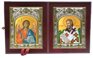 Складень Ангел Хранитель и Мирон Чудотворец, епископ Критский, святитель
