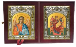 Складень Ангел Хранитель и Всецарица, икона Божией Матери