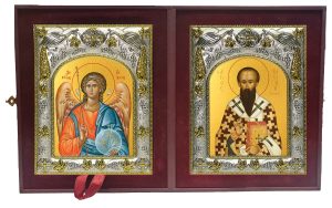 Складень Ангел Хранитель и Василий Великий, архиепископ Кесарии Каппадокийской, святитель