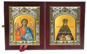 Складень Ангел Хранитель и Сергий (Сергей) Сребрянский преподобноисповедник
