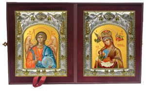 Складень Ангел Хранитель и Млекопитательница, икона Божией Матери