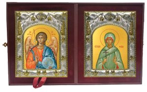 Складень Ангел Хранитель и Святая мученица дева Фаина Анкирская (Коринфская)