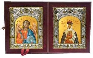 Складень Ангел Хранитель и Ольга равноапостольная великая княгиня