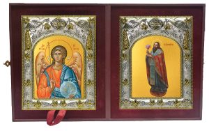 Складень Ангел Хранитель и Василий Великий святитель