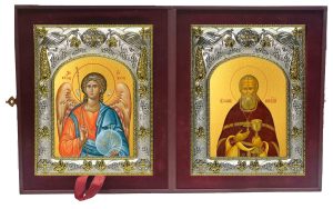 Складень Ангел Хранитель и Иоанн (Иван) Кронштадский праведный чудотворец