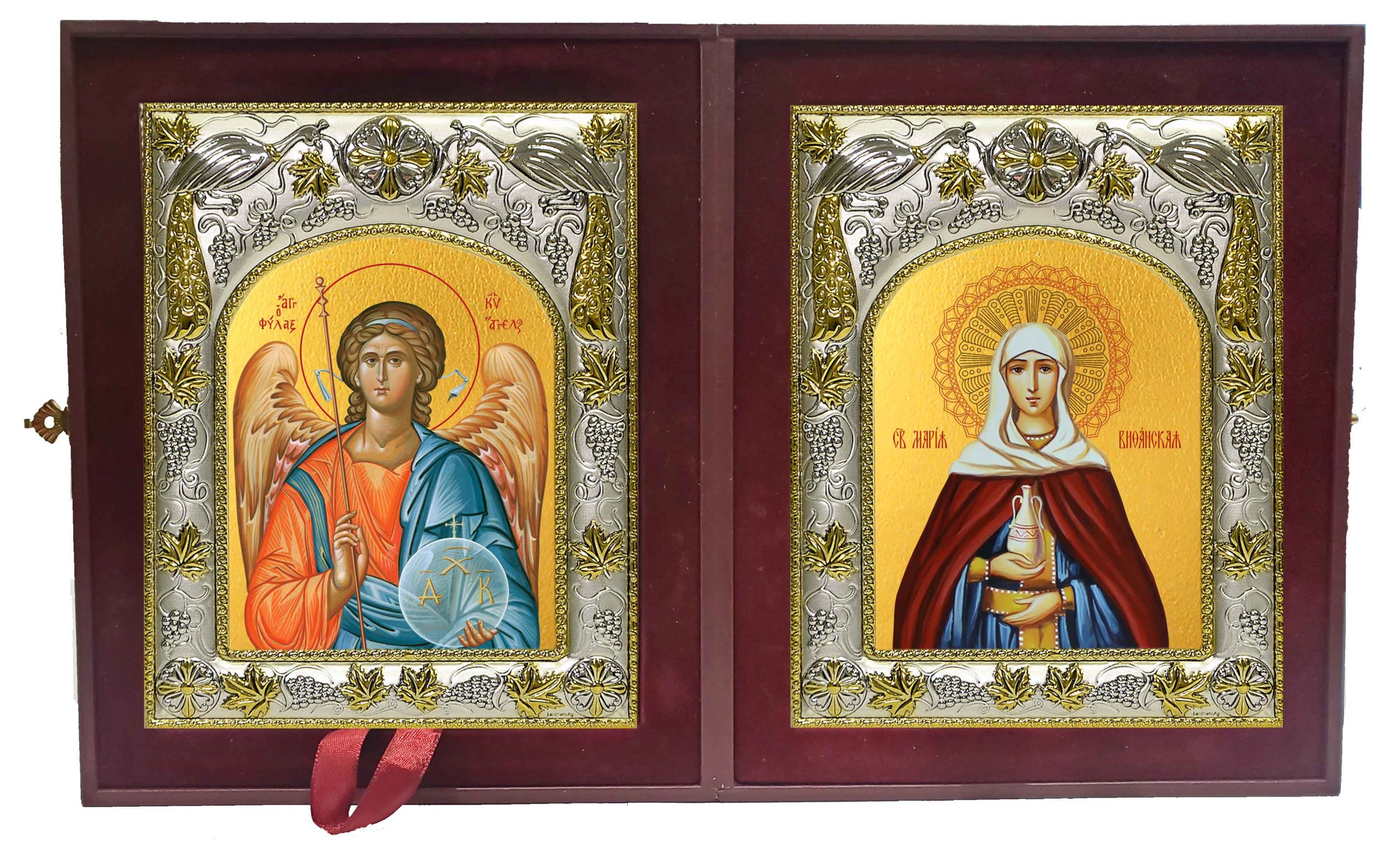 Складень Ангел Хранитель и Мария Вифанская, сестра Лазаря Четверодневного, праведная