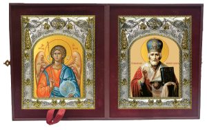 Складень Ангел Хранитель и Николай Чудотворец, архиепископ Мир Ликийских, святитель