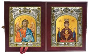 Складень Ангел Хранитель и Неупиваемая чаша, икона Божией Матери