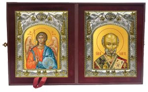 Складень Ангел Хранитель и Николай чудотворец, архиепископ Мир Ликийских, святитель