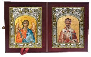 Складень Ангел Хранитель и Мирон Чудотворец, епископ Критский, святитель