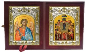 Складень Ангел Хранитель и Покров, икона Божией Матери