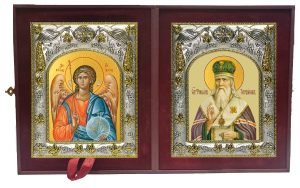 Складень Ангел Хранитель и Феофан Затворник, святитель
