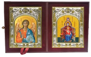 Складень Ангел Хранитель и Богородица со сродницами, праведными Анной и Марией