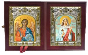 Складень Ангел Хранитель и Виктория Солунская