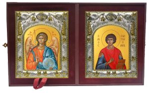 Складень Ангел Хранитель и Пантелеймон великомученик и целитель