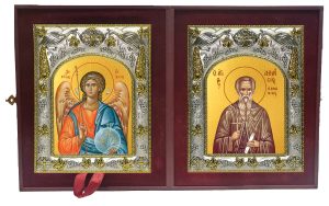 Складень Ангел Хранитель и Афанасий Афонский преподобный