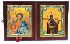 Складень Ангел Хранитель и Аркадий Вяземский и Новоторжский преподобный