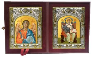 Складень Ангел Хранитель и Спиридон Тримифунтский святитель
