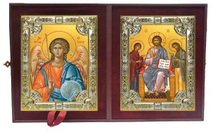 Складень Ангел Хранитель и Деисус, Спас на престоле