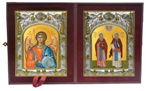 Складень Ангел Хранитель и Пересвет и Ослябя святые воины