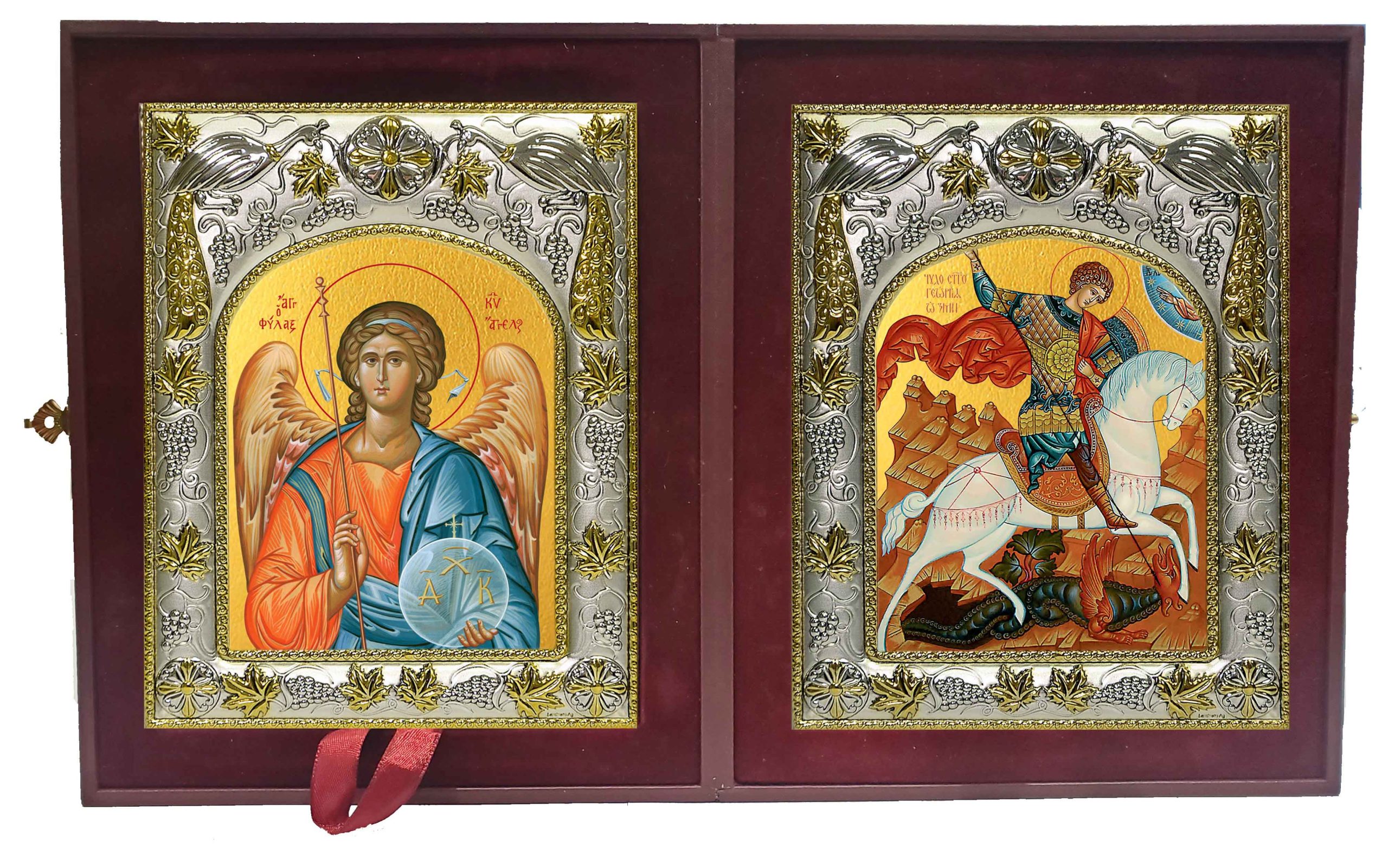 Складень Ангел Хранитель и Георгий Победоносец великомученик