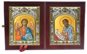 Складень Ангел Хранитель и Иоанн (Иван) Златоуст, архиепископ Константинопольский, святитель