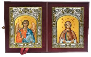 Складень Ангел Хранитель и Слово плоть бысть, икона Божией Матери