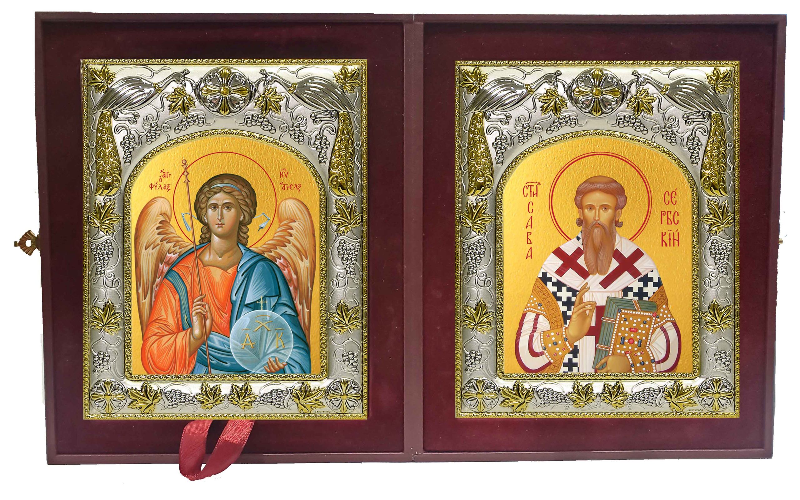 Складень Ангел Хранитель и Савва Сербский