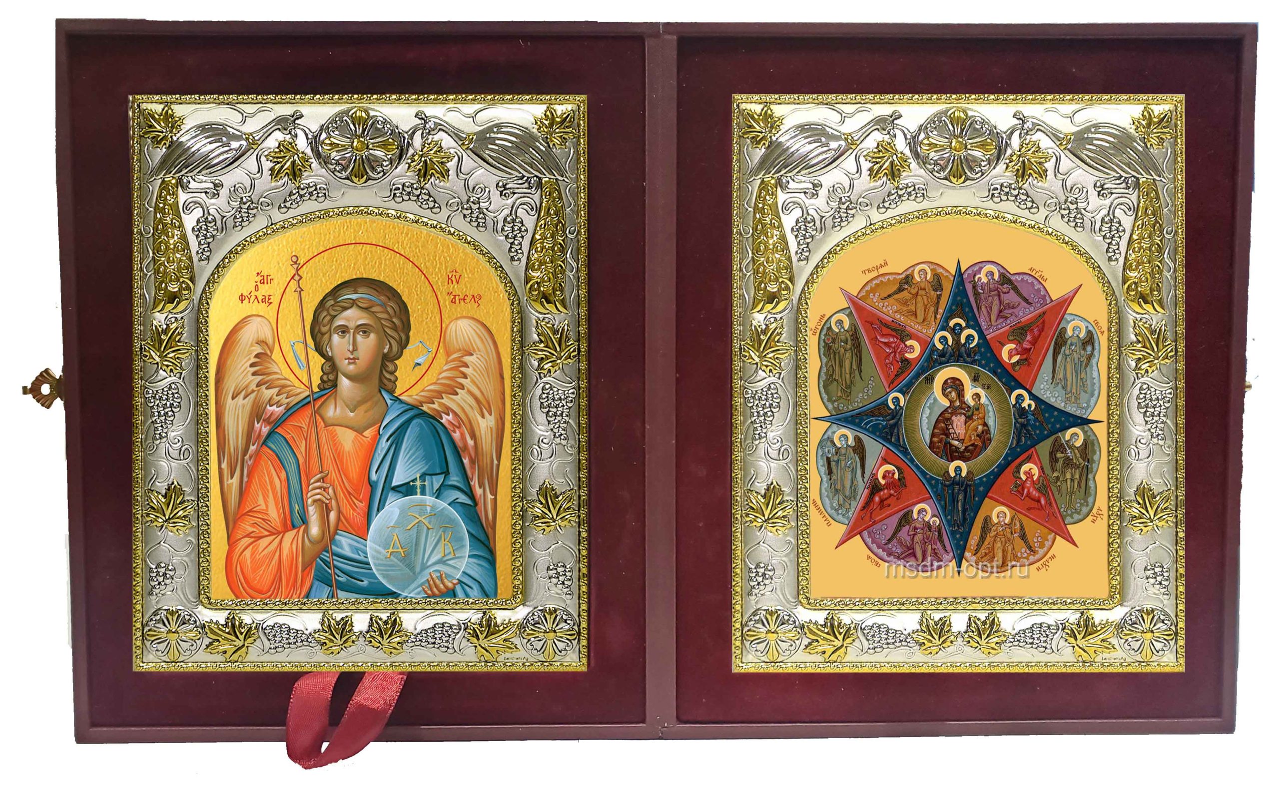 Складень Ангел Хранитель и Неопалимая Купина, икона Божией Матери