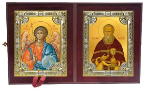 Складень Ангел Хранитель и Иоанн (Иван) Кронштадский праведный чудотворец