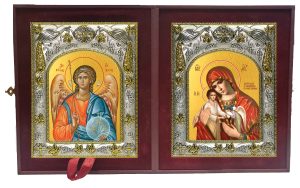 Складень Ангел Хранитель и Скорбящая о младенцах, во чреве убиенных, икона Божией Матери