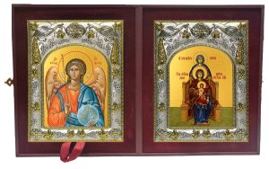 Складень Ангел Хранитель и Богородица со сродницами, праведными Анной и Марией