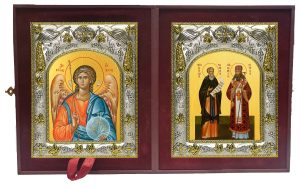 Складень Ангел Хранитель и Авраам преподобный и Димитрий святитель Ростовские