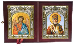Складень Ангел Хранитель и Николай Чудотворец, архиепископ Мир Ликийских, святитель