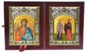 Складень Ангел Хранитель и Киприан и Иустина мученики