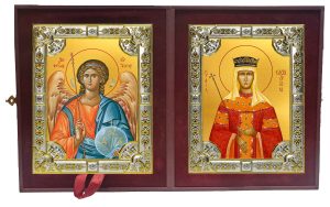 Складень Ангел Хранитель и Елена Сербская благоверная царица