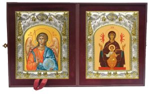 Складень Ангел Хранитель и Неупиваемая чаша, икона Божией Матери