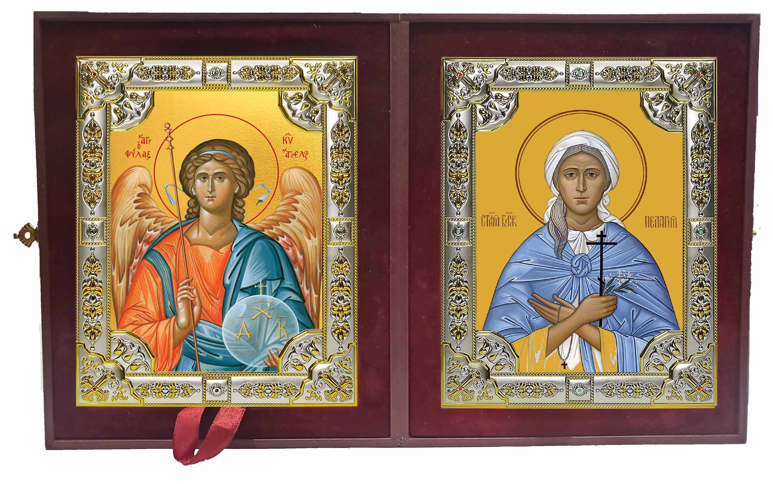 Складень Ангел Хранитель и Пелагия Дивеевская