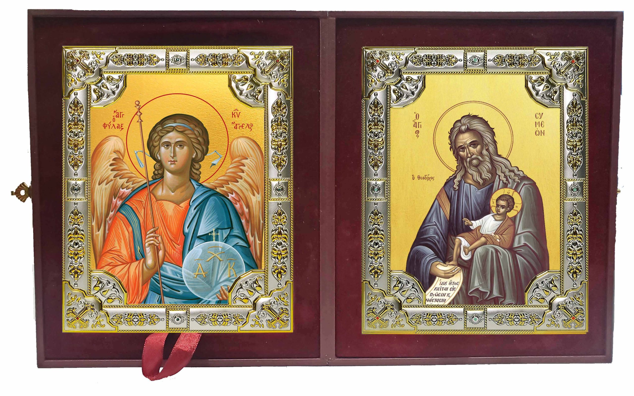 Складень Ангел Хранитель и Симеон (Семён) Богоприимец