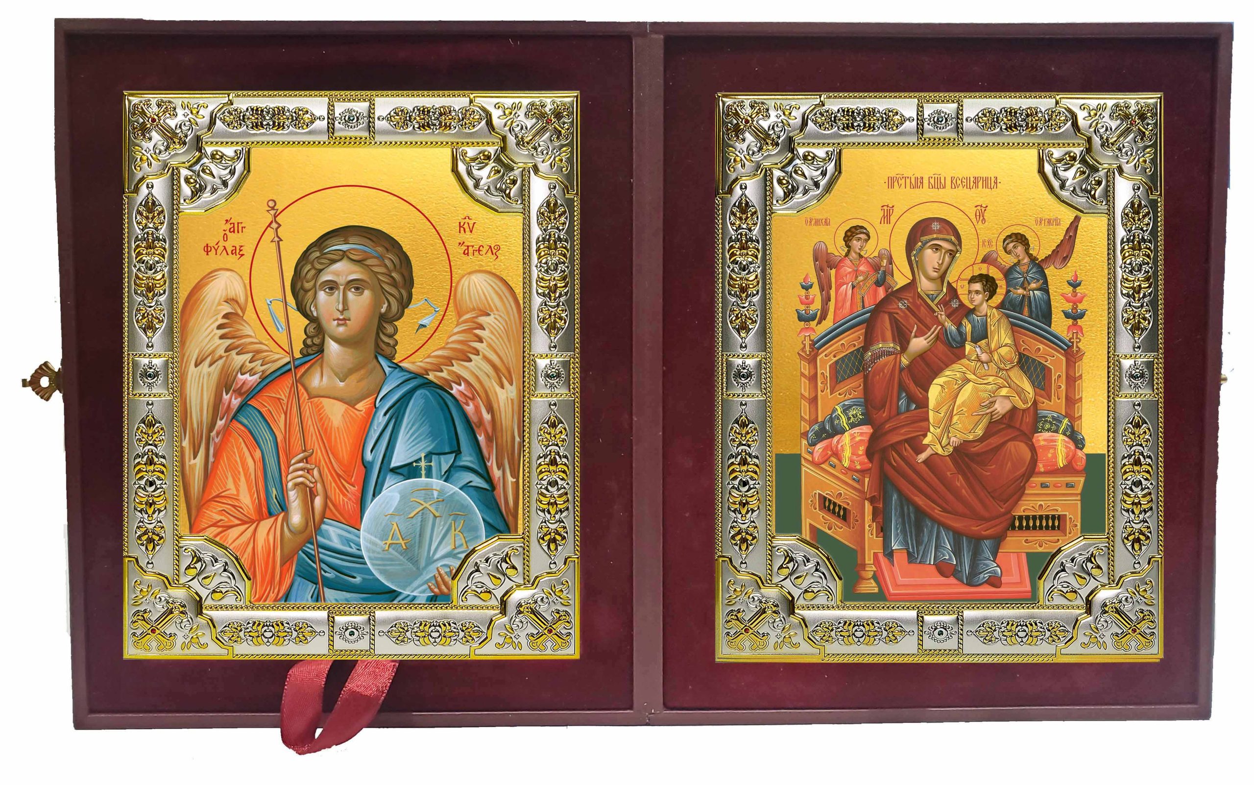 Складень Ангел Хранитель и Всецарица икона Божией Матери