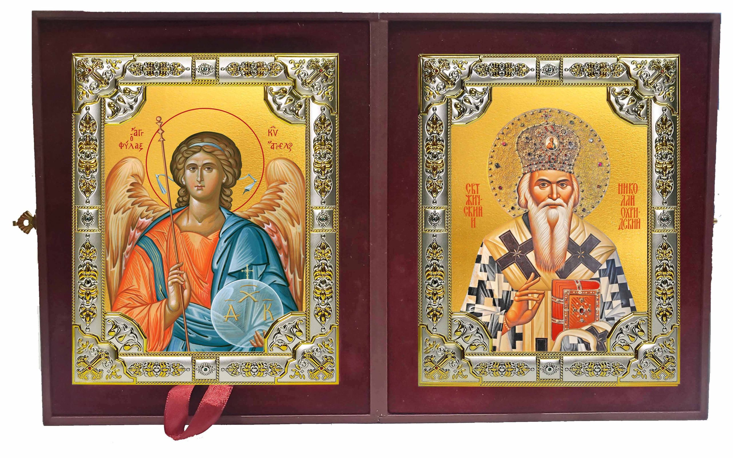 Складень Ангел Хранитель и Николай Сербский, святитель