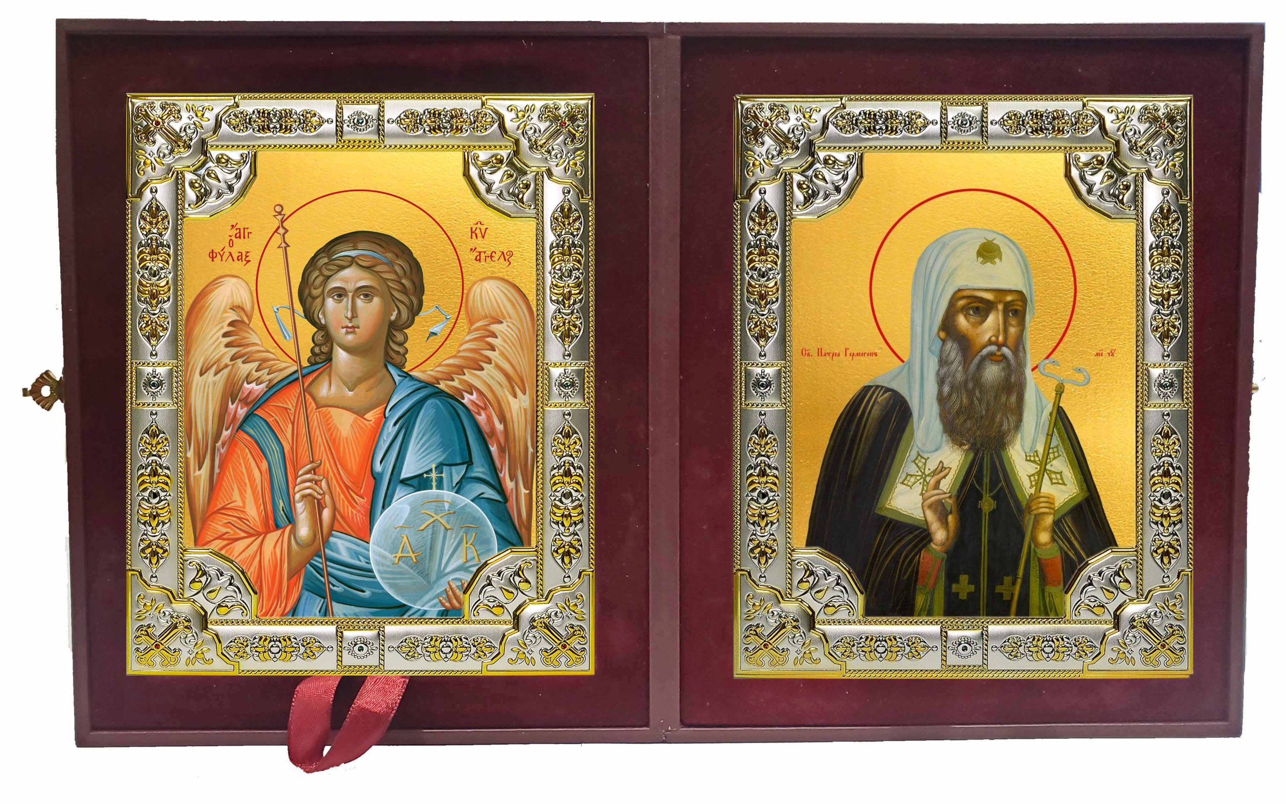 Складень Ангел Хранитель и Ермоген, Патриарх Московский и всея Руси ,святитель