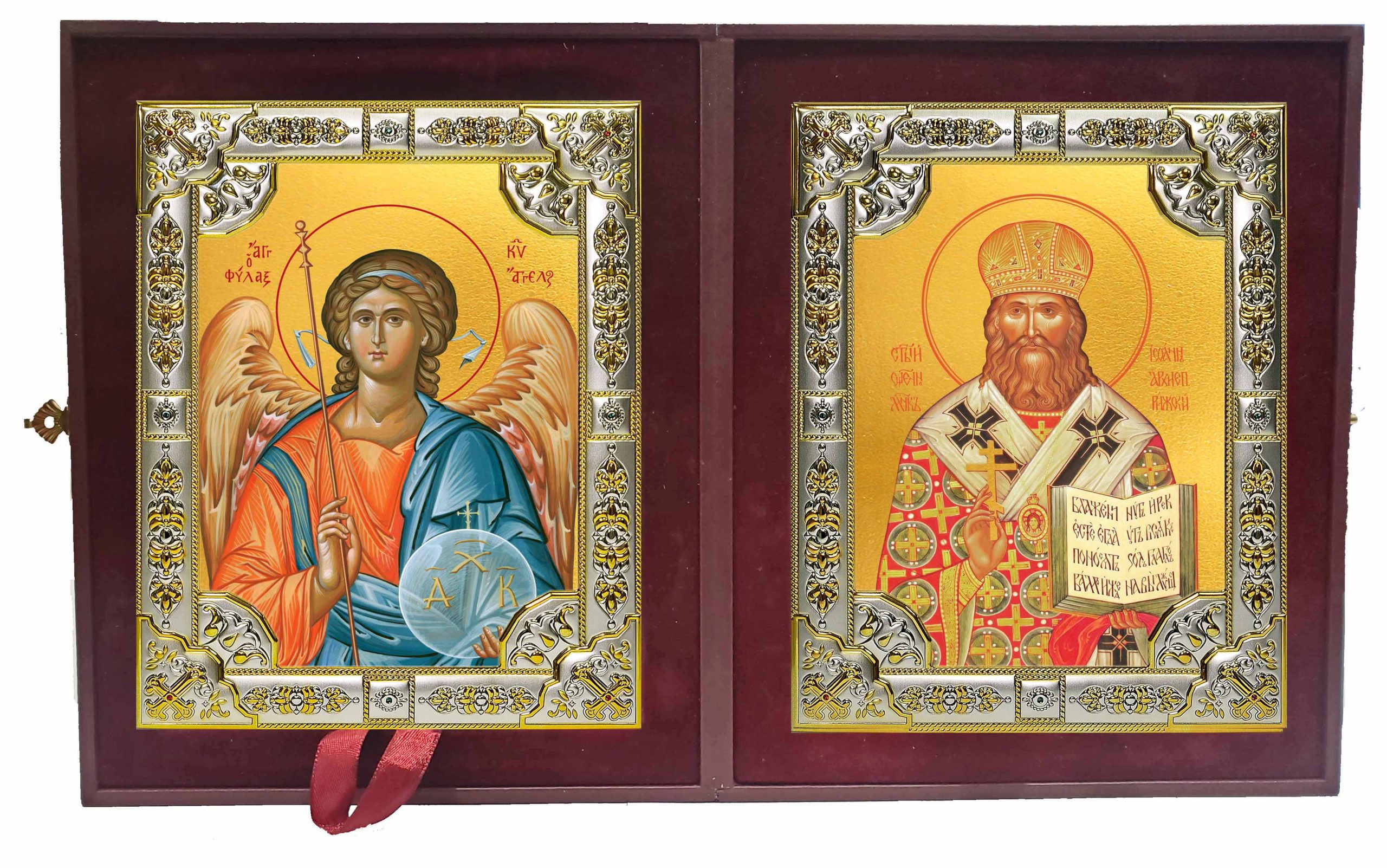 Складень Ангел Хранитель и Священномученик Иоанн (Поммер) Рижский, архиепископ