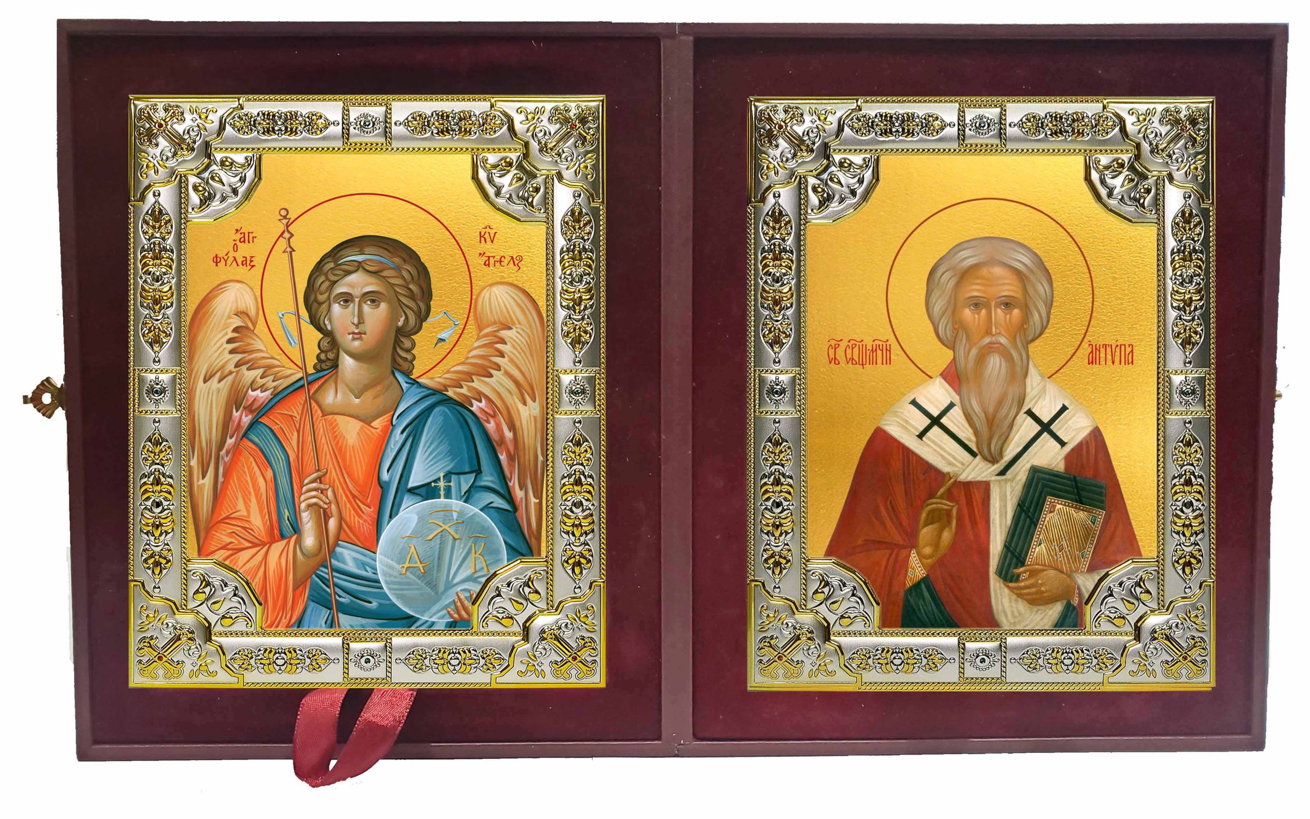 Складень Ангел Хранитель и Антипа Пергамский, епископ, священномученик