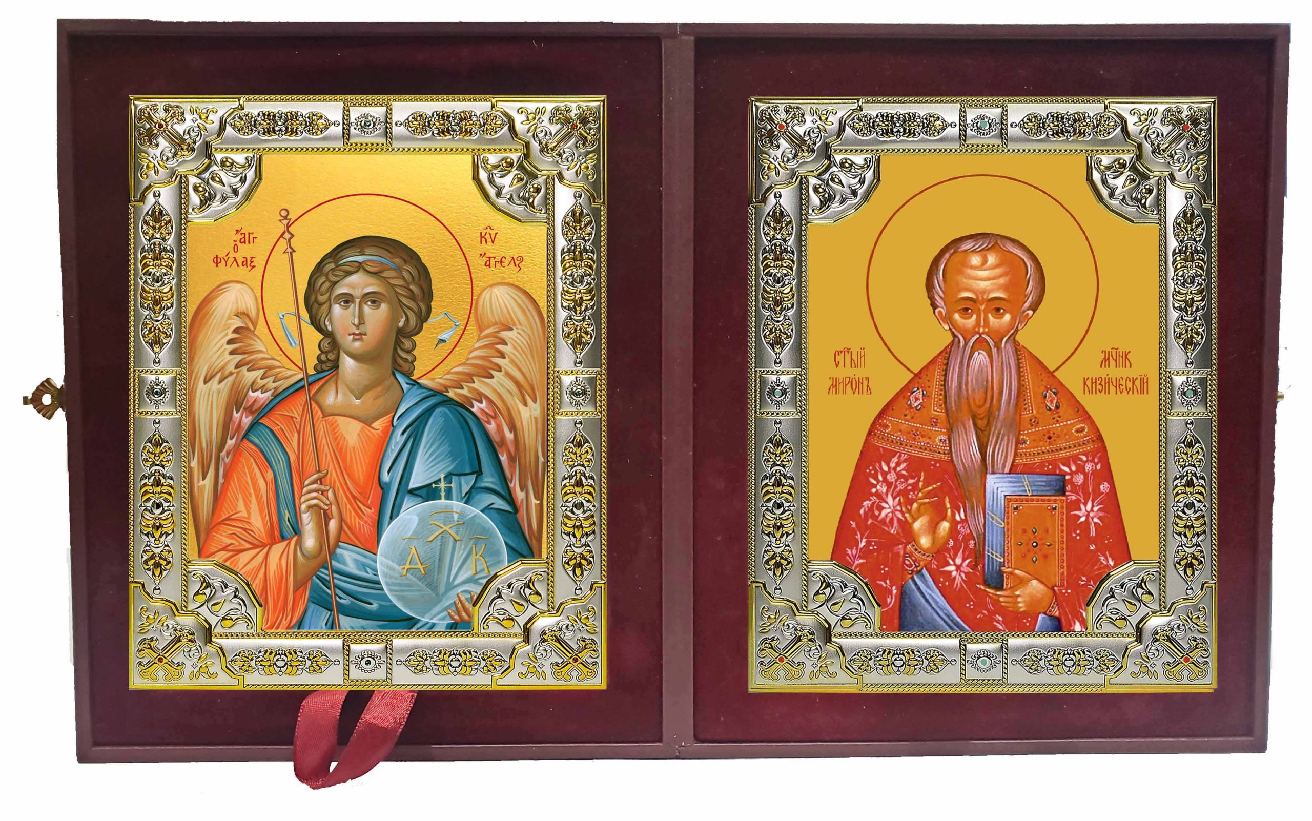 Складень Ангел Хранитель и Мирон Кизический, пресвитер, священномученик