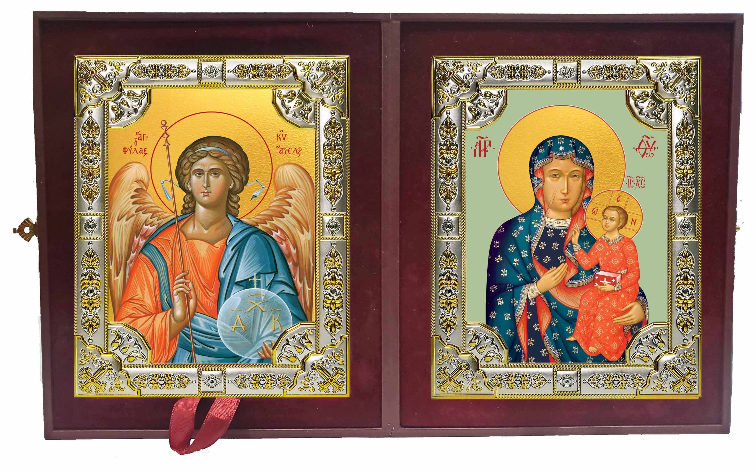 Складень Ангел Хранитель и Ченстоховская икона Божией Матери