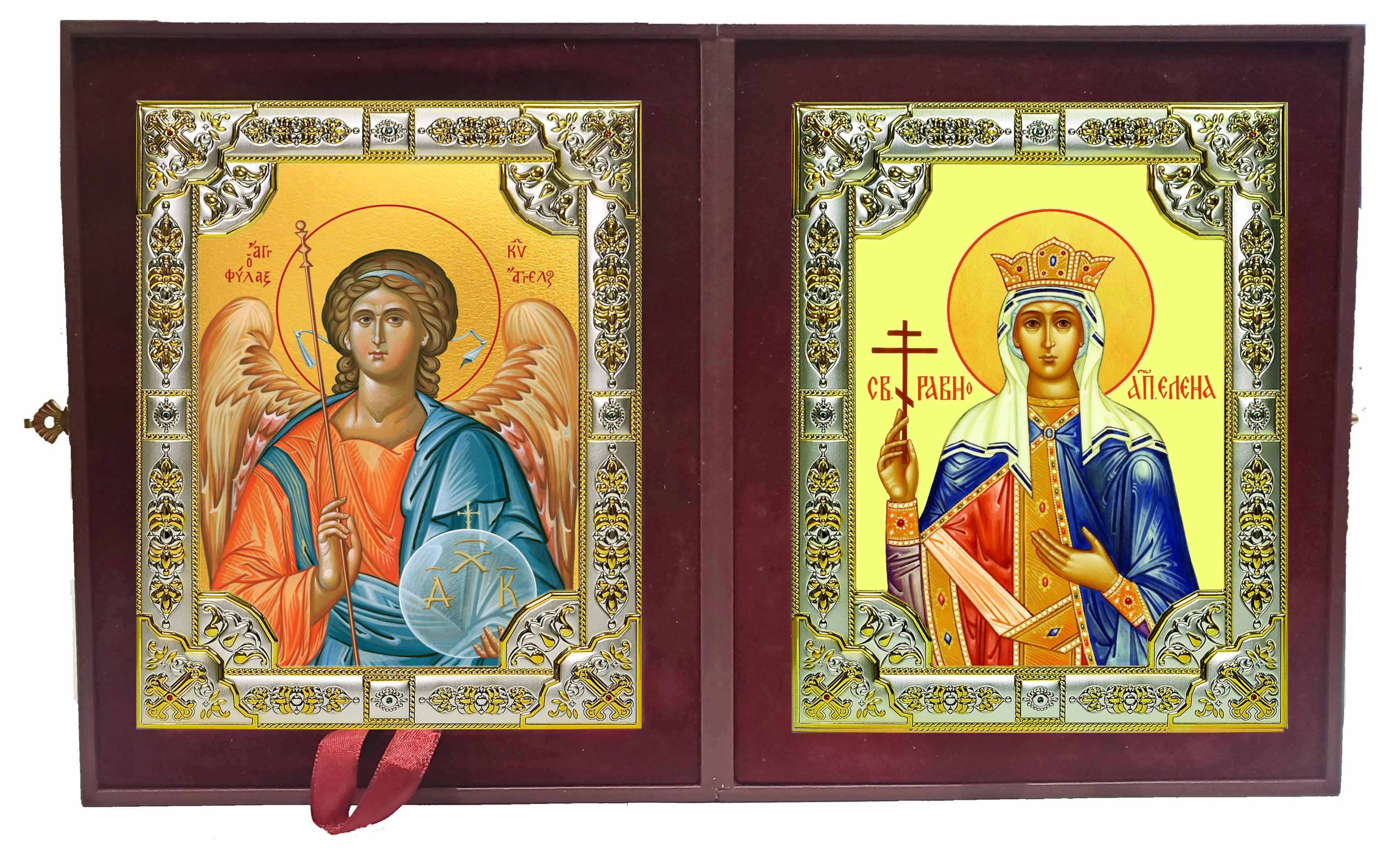 Складень Ангел Хранитель и Елена равноапостольная царица