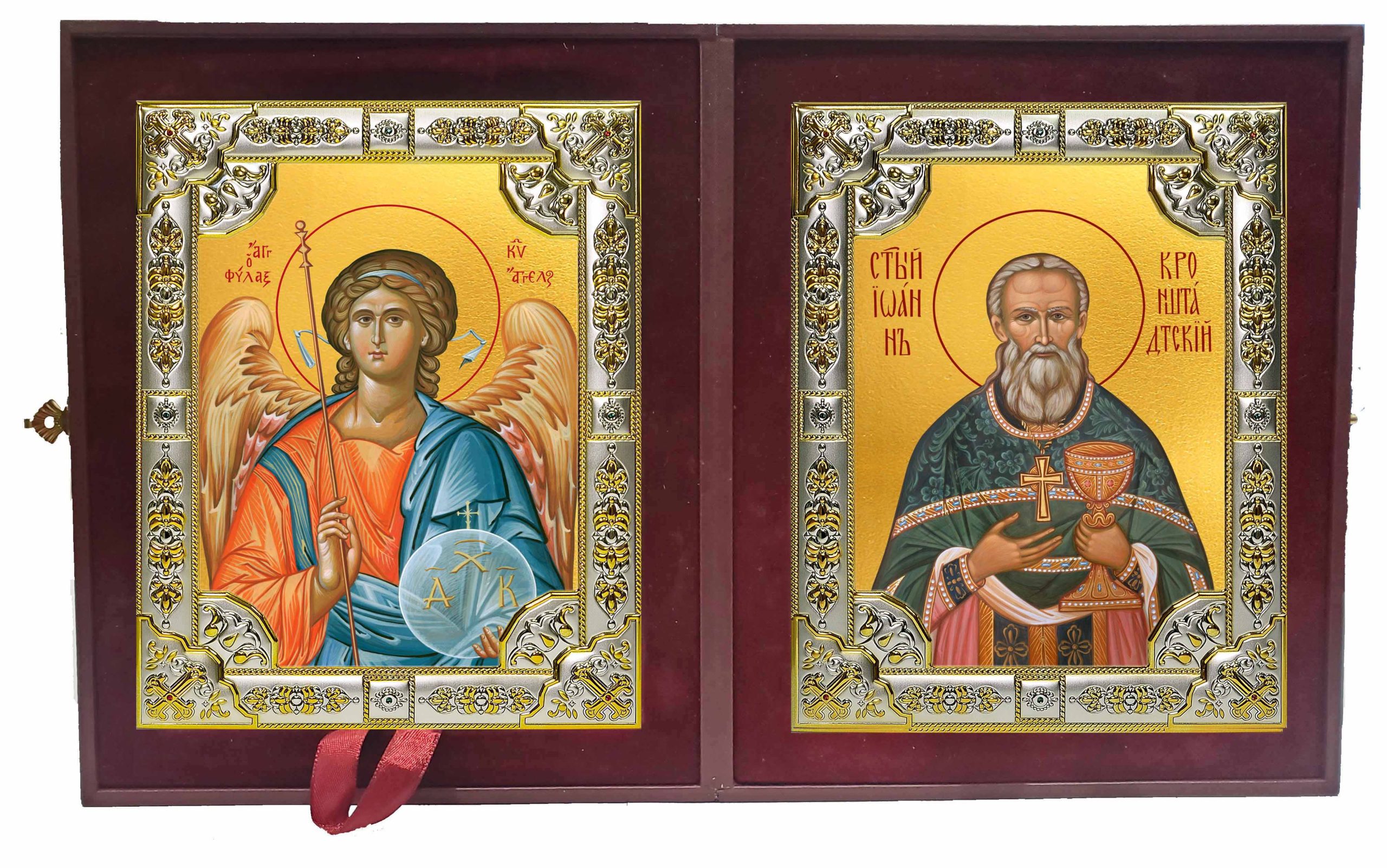 Складень Ангел Хранитель и Иоанн (Иван) Кронштадский праведный, чудотворец