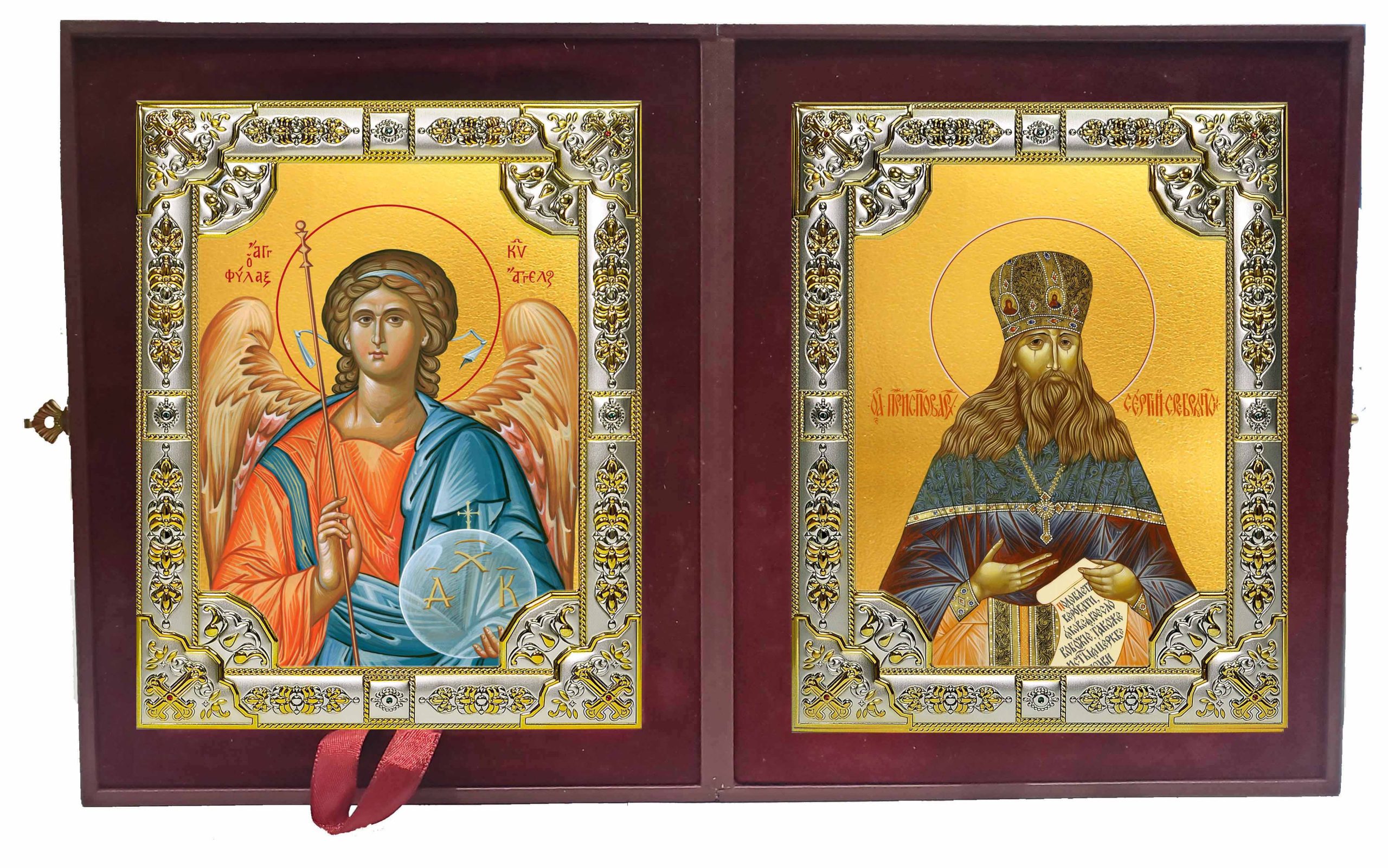 Складень Ангел Хранитель и Сергий (Сергей) Сребрянский преподобноисповедник